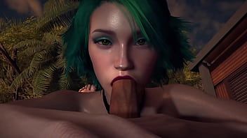 Afspelen Rokend heet meisje met groen haar geeft een slordige pijpbeurt in POV - 3D porno