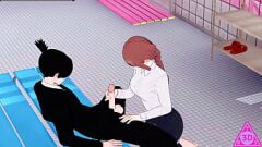再生 コイカツ: チェンソーマン ヘンタイ ゲームプレイ - 巨乳のホットな小柄なブルネットが中出し手コキとフェラ アクションでハードコアを取得します