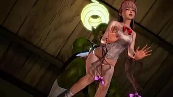 Abspielen Hübsches 18-jähriges Hentai-Mädchen mit langen Haaren hat Sex mit einem Kobold-Mann in einem sexy Hentai-Video xxx
