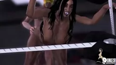 Reproduzir 3D Luchador domina a diva do lutador profissional de seios grandes em um encontro de sexo violento