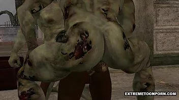 Redare Babă de abanos 3D dublată în echipă de niște zombi
